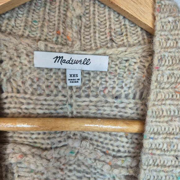 Madewell Wool, Alpaca, Silk Blend Cable Knit Open Cardigan Oversized XXS - Picture 2 of 10